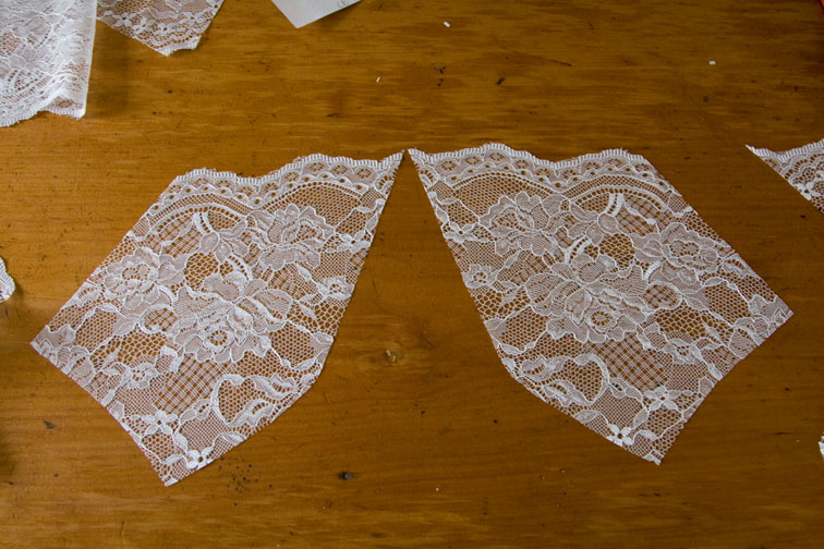 The Ruby Slip #3 – Cutting the Lace Bodice – pattern scissors cloth